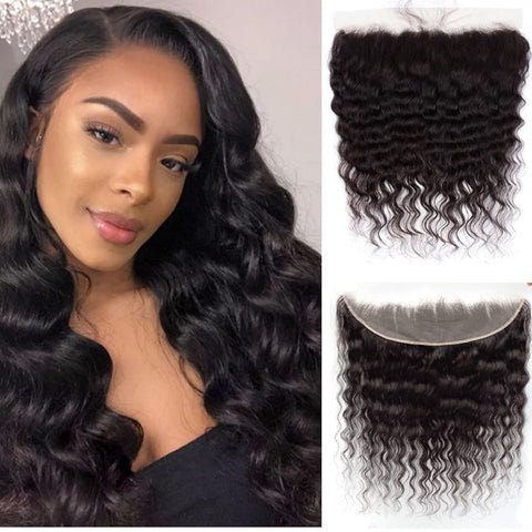13x4 Transparent Lace Frontal Loose wave Bleached Knots Brazilian Hair