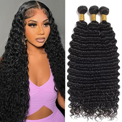 Natural Black Deep Wave 100% Mink Human Hair