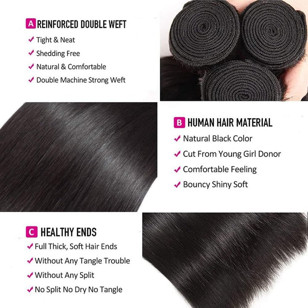 July 4th Sale 50% Off: Straight 3 bundles Affordable Human India Hair
