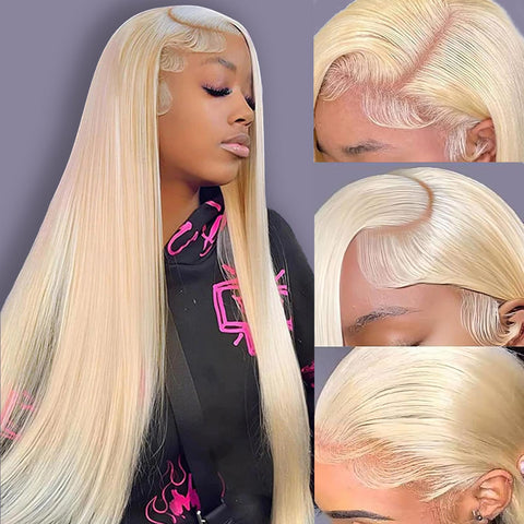 13x6HD Lace Wig Blonde 613 Straight Wig 180% High Quality Human Hair Full HD Lace Frontal Wig