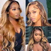 13x6HD Lace Highlight 1B/30P27 Bounce Body Wave Wig Frontal High Quality 100 Human Remy Mink Hair Wig