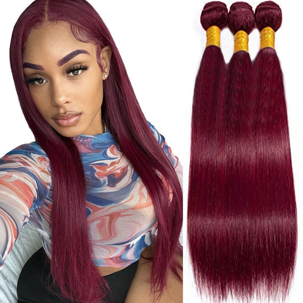 Burgundy Straight 100% Virgin Hair