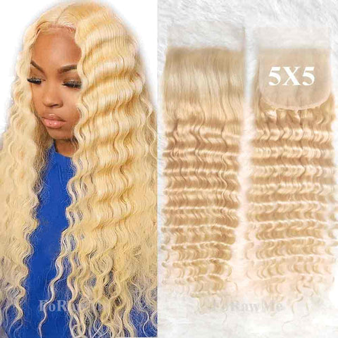 5X5  HD Lace Closure 613 Blonde Human Hair Deep Wave