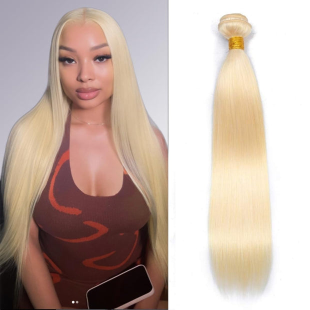 Premium 613 Gloden Blonde  Hair Straight Unprocessed 100 Human Hair Ash Blonde Color