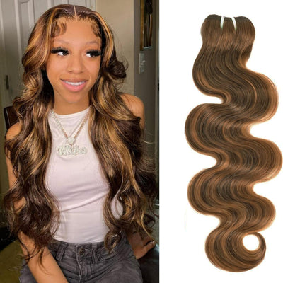 Highlight Body Wave color Brown and honey blonde High Qulity Human hair weft Highlighted 4P27 bundle 100 human virgin remy hair