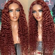 13x4 Transparent Lace Body Wave Frontal Wigs Auburn Copper Pre-order Deep Wave, Straight, Jerry Curl