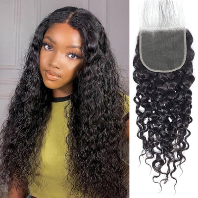 5x5HD Lace Closure Water Wave Brazilian Natural Virgin Remy Human Hair