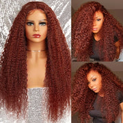 13x4 Transparent Lace Body Wave Frontal Wigs Auburn Copper Pre-order Deep Wave, Straight, Jerry Curl