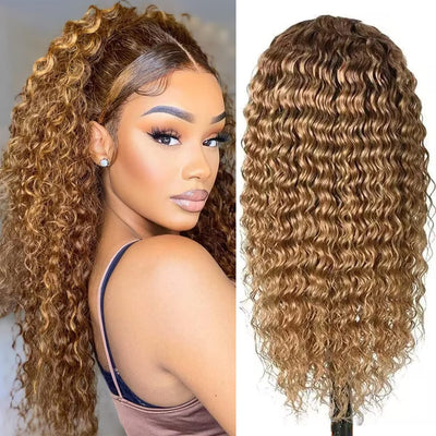 4*4 Lace Closure Jerry Curl Wig 100 human hair 4/30 color Remy Hair