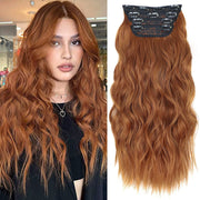 Clip in Long Wavy Synthetic Hair Extension 24 Inch 23 Colors 4PCS 200g Thick Hairpieces Fiber Double Weft Hair for Women