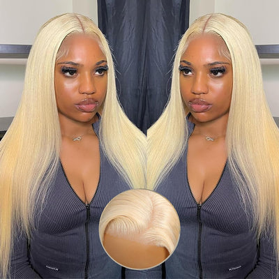 Glueless Pre-Cut Lace 5x5 Closure Wig Color Blonde(613) Straigth 180 Density Wear and Go Human Hair Wig