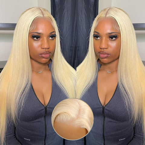 Glueless Pre-Cut Lace 5x5 Closure Wig Color Blonde(613) Straigth 180 Density Wear and Go Human Hair Wig
