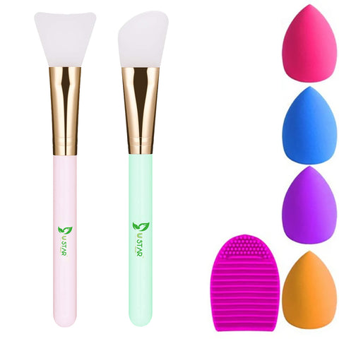 2 PCS Face Mask Beauty Tool Soft Silicone Facial Mud Mask, Brush Hairless Body Lotion And Butter Applicator