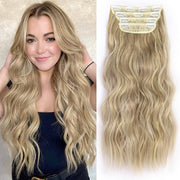 Clip in Long Wavy Synthetic Hair Extension 24 Inch 23 Colors 4PCS 200g Thick Hairpieces Fiber Double Weft Hair for Women