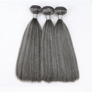 Salt and Pepper Straight Human Hair Bundles Natural Grey