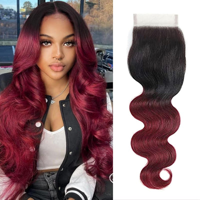 4X4 Lace Closure Body Wave Ombre (1B99J) 100% Human Hair Closure