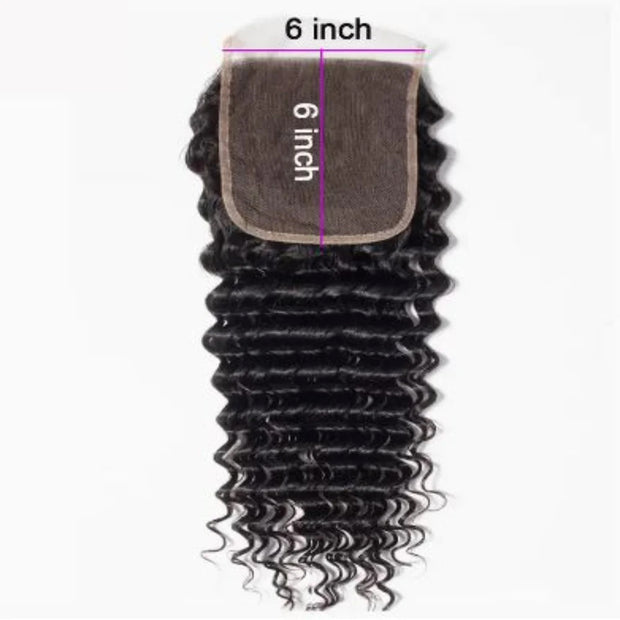 6x6HD Closure Natural Black High Quality Human Hair Straight, Body Wave, Deep Wave,Loose Wave