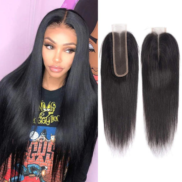 2x6HD Lace Closure Straight Brazilian Natural Color Virgin Hair