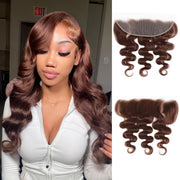 13x4 Lace Frontal Mudium Brown(#4) Body Wave Unprocessed 100% Human Hair Lace Frontal