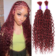 Human Braiding Hair Water Wave 2 bundle 100g Color Burgundy (99J)