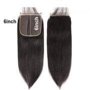 6x6HD Closure Natural Black High Quality Human Hair Straight, Body Wave, Deep Wave,Loose Wave