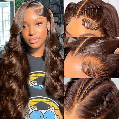 5x5 Lace Closure Glueless Wig  Body Wave Color #4 Human Hair Wear Go Chocolate Brown