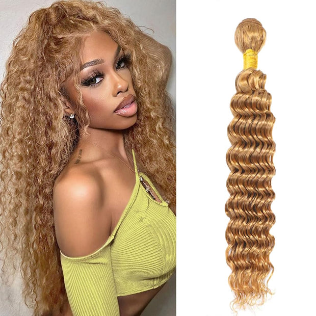 Deep Wave Honey Blonde Unprocessed Brazilian Human Virgin Hair