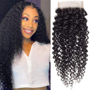 4x4 Lace Transparent Lace Closure Jerry Curl Virgin Natural Human Hair