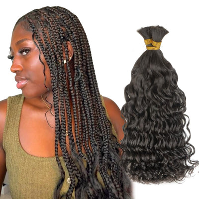 Natural color Human BOHO Braiding Hair Natural Wave Bulk hair Best Quality Mink hair extensions 100g/bundle