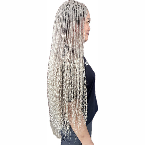 Braids Wig Full Lace High Quality 100 Human Hair Braided Light Weighted BOHO Wig Square Parted Knotless Pre Plucked With Baby Hair