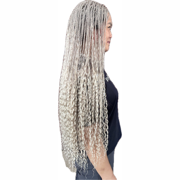 Braids Wig Full Lace High Quality 100 Human Hair Braided Light Weighted BOHO Wig Square Parted Knotless Pre Plucked With Baby Hair