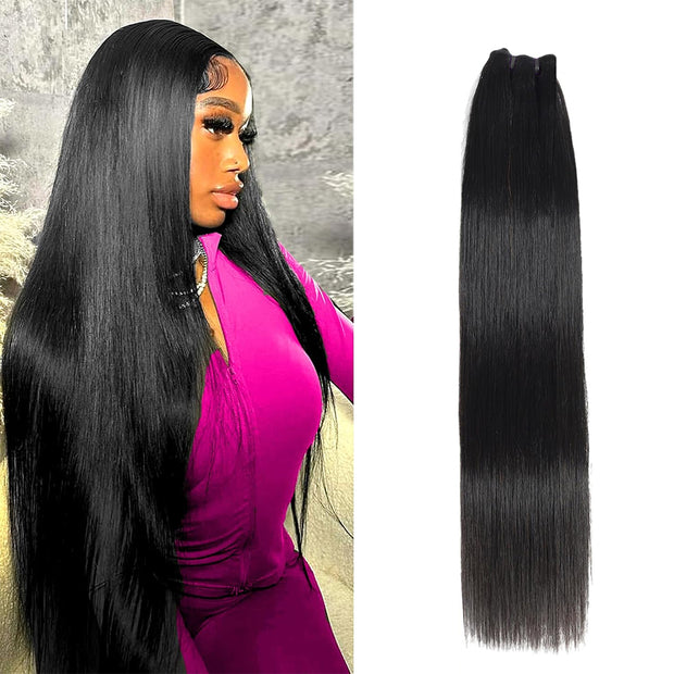 Double Drawn Indian Raw Straight Full End Unprocessed 100% Human Hair Natural Color