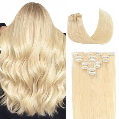 High Quality Clip In Blonde (613#) Straight Hair Extensions 100% Human Hair