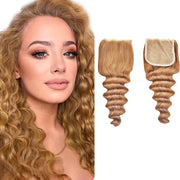 4X4 Lace Closure Loose Deep Honey Blonde (#27) Color 100% Human Hair Closure
