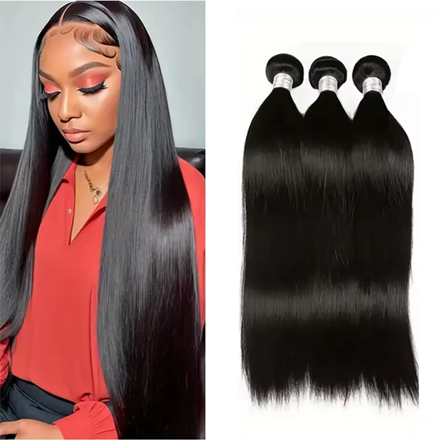 Ustar Brazilian Straight Virgin Human Hair Bundles Basic 1B 12 Inch Weave Extensions Natural Black