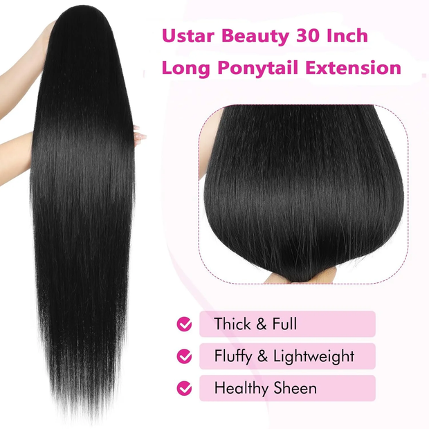 Ustar Dream Bundle 30 inches Color 1B for Ponytail Quick Weave Quality Fibers FEEL & LOOK HUMNA HAIR