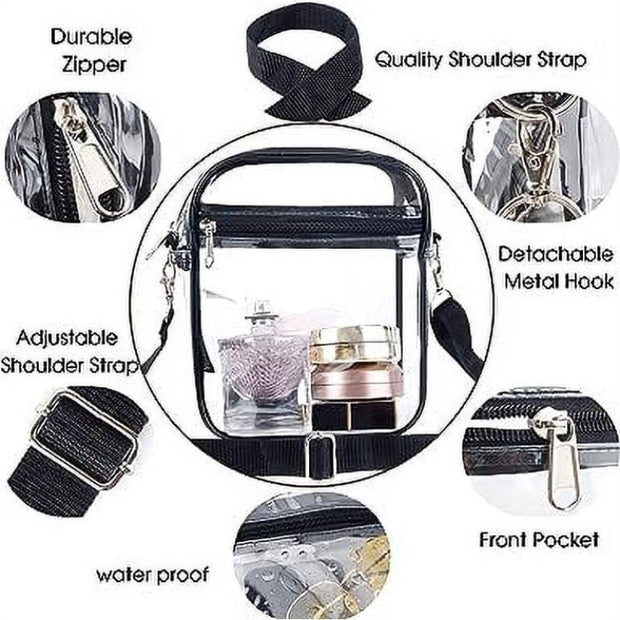 Clear Crossbody Bag, Stadium Approved Clear Purse Bag for Concerts Sports Events Festivals