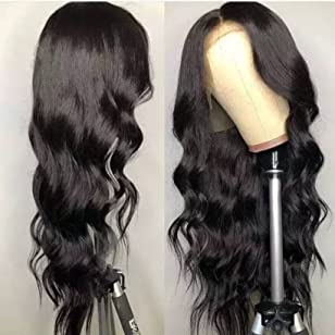 13x4 Transparent Lace Loose Wave Wig Frontal Natural Black Human Hair Wig