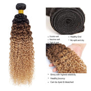 Ombre Black Brown & ash blonde (1B/4/27) Jerry Curl 100% Virgin Hair