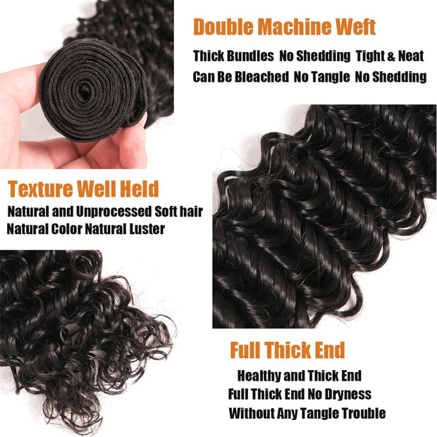 Affordable hair Deep Wave Natural Black Color 100% Human Hair Bundle