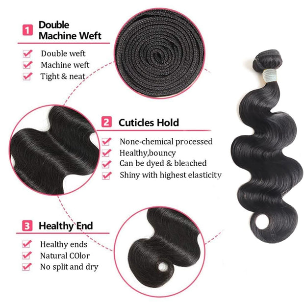Affordable Hair Body Wave 100% Human Hair 10 to 28 Inch Natural Black Bundle