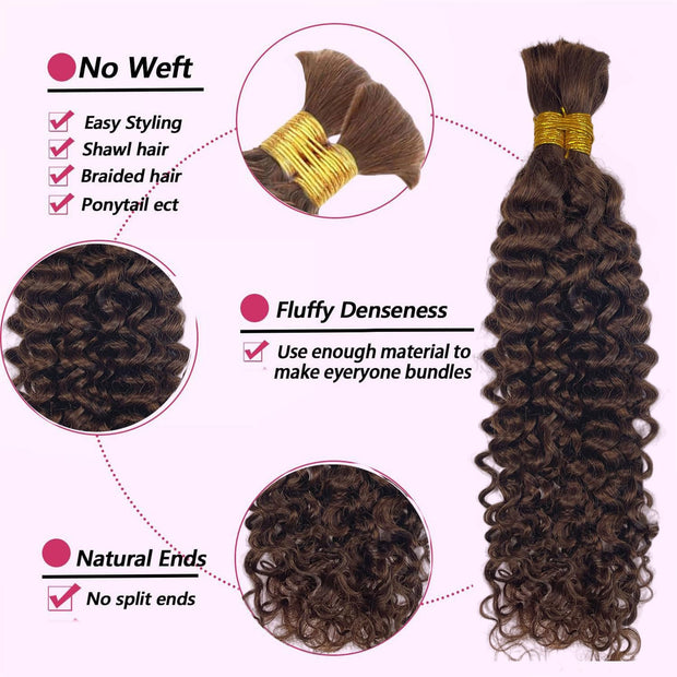 Human Braiding Hair Water Wave 2 bundle 100g Color Chocolate Brown (4#)