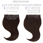 PU Weft Clip On Hair Extensions 18-24 Inch 7Pcs 100g SEAMLESS Clip in Human Hair Natural Black