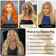 13x4 Lace Glueless Pre-Cut Lace Blonde(613) Wig Body Wave 180 Density Wear and Go Wig Human Hair