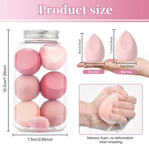 Makeup Sponge, 8 Pcs Beauty Makeup Sponge Blender, Mini Blender Sponges for Liquid, Creams, Powders (Pink)