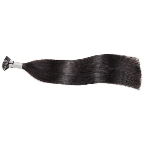 I-tip Double Drawn Hair extensions Natural Black Straight