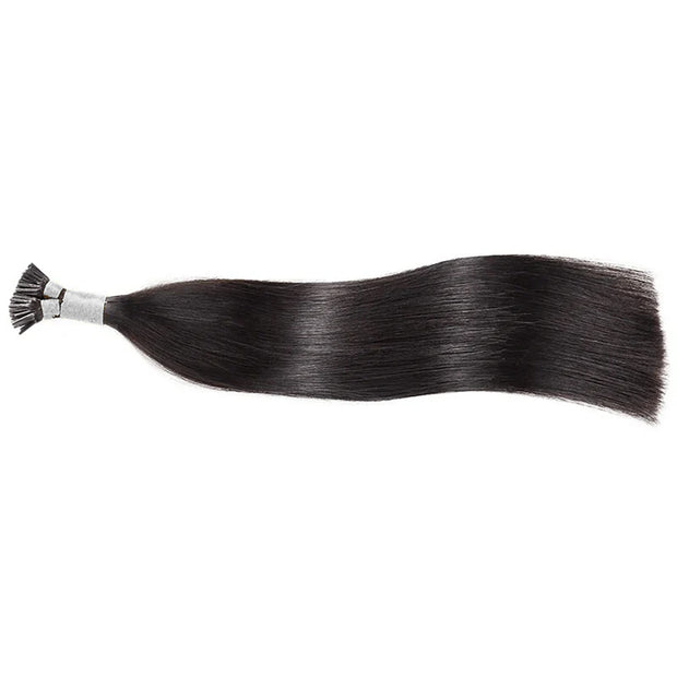 I-tip Double Drawn Hair extensions Natural Black Straight
