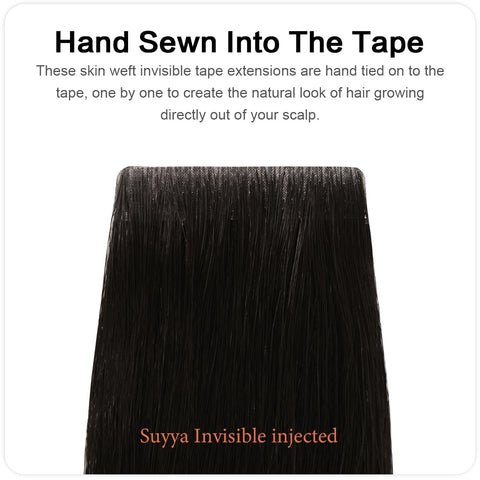Invisible Tape-in  Human Hair Extensions Natural Color Straight - 20Pcs/Pack
