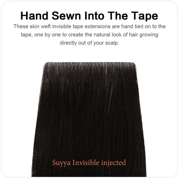 Invisible Tape-in  Human Hair Extensions Natural Color Straight - 20Pcs/Pack