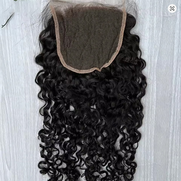 5x5 Transparent Lace Burmese Curl Lace Closure Brazilian Virgin Human Hair